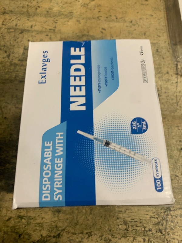Photo 1 of 100 Pack Disposable 3ml/cc Lab Syringes with 23Ga 1 Inch Needle Luer Lock, Individually Sealed Packed