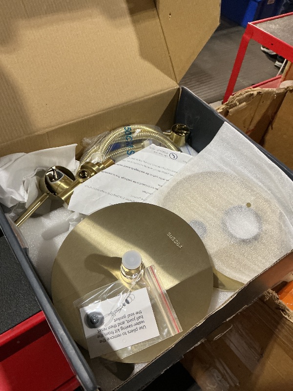 Photo 1 of ***MISSING PARTS***Shower System with Tub Spout, Gold Bathtub Shower Faucet Set, 8" Rain Shower Head and Handheld Spray Combo, Round Shower Head and Handle Set with Tub Spout (Valve Included), Brushed Gold