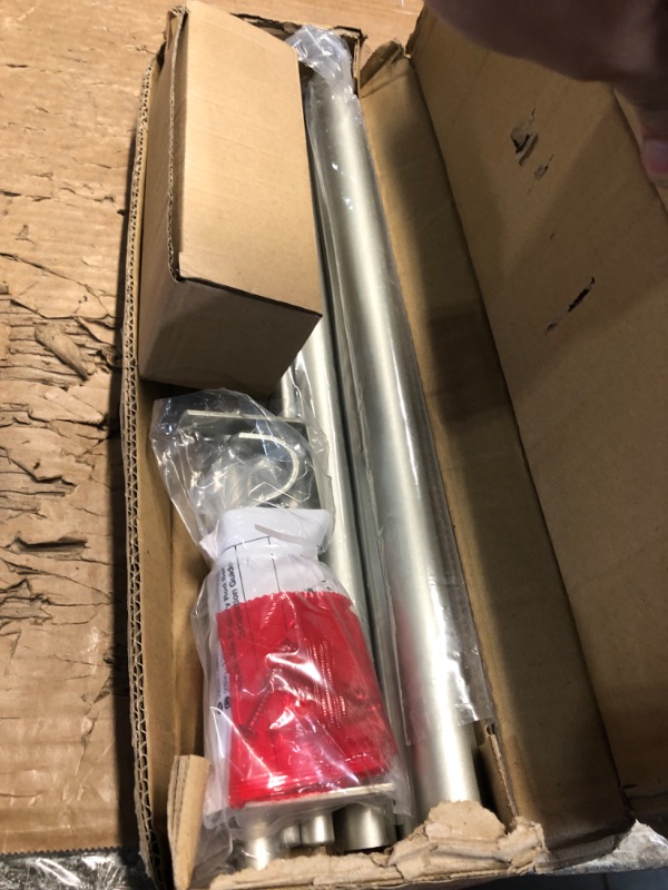 Photo 1 of 1 Inch Modern Silver Double Curtain Rod Set - Tension rods for windows 28 to 48 inchs with Octagonal Crystal Finial -BHSRODS Home Double Window Rods for Living Room & Bedroom