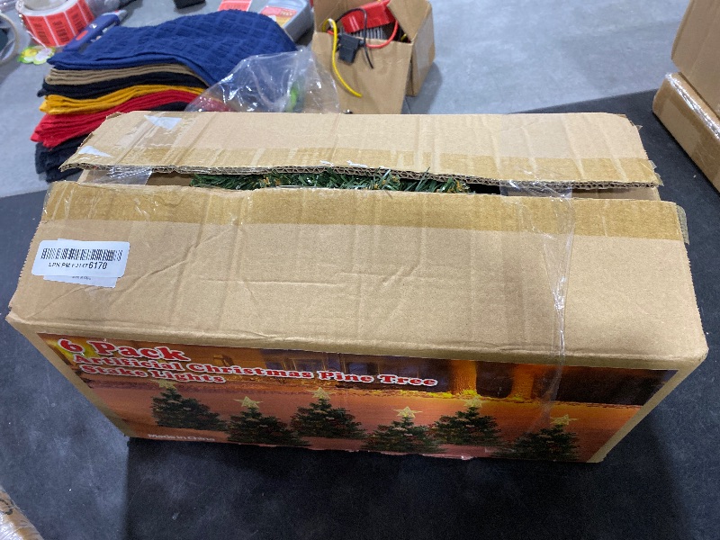 Photo 1 of [Timer & 8 Lighting Modes] Set of 6 35.4lnchs Christmas Tree Urn Filler Xmas Trees with Cones, Berries, Battery Operated Christmas Tree with 2Pcs 30 Lights, Outdoor Christmastree for Planter, Porch