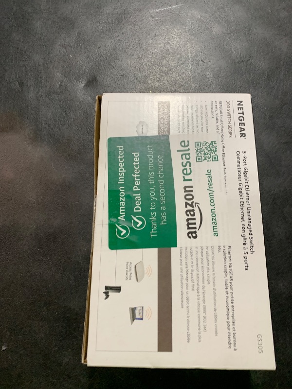 Photo 1 of *MISSING ADAPTER* NETGEAR 5-Port Gigabit Ethernet Unmanaged Essentials Switch (GS305) - Home Network Hub, Office Ethernet Splitter, Plug-and-Play, Silent Operation, Desktop or Wall Mount