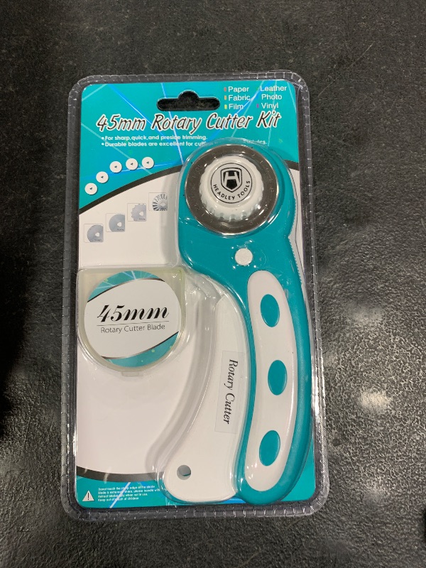 Photo 1 of 45mm Rotary Cutter with 5pcs Extra Blades, Ergonomic Handle Rolling Cutter with Safety Lock for Fabric, Leather, Crafting, Sewing, Quilting, Fabric Rotary Cutter Perfect for Left & Right Hand (Green)