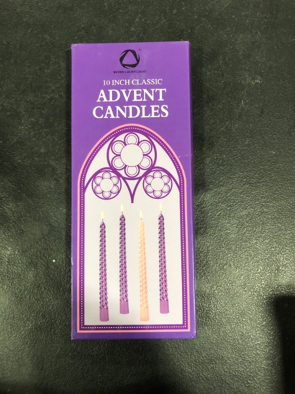 View 2 of 10 inches Advent Candles Set of 4,Ture Dripless Advent Wreath Candles,Velas de Adviento Nativity Scene Candlesticks, Elegant Non Toxic Candle Sticks