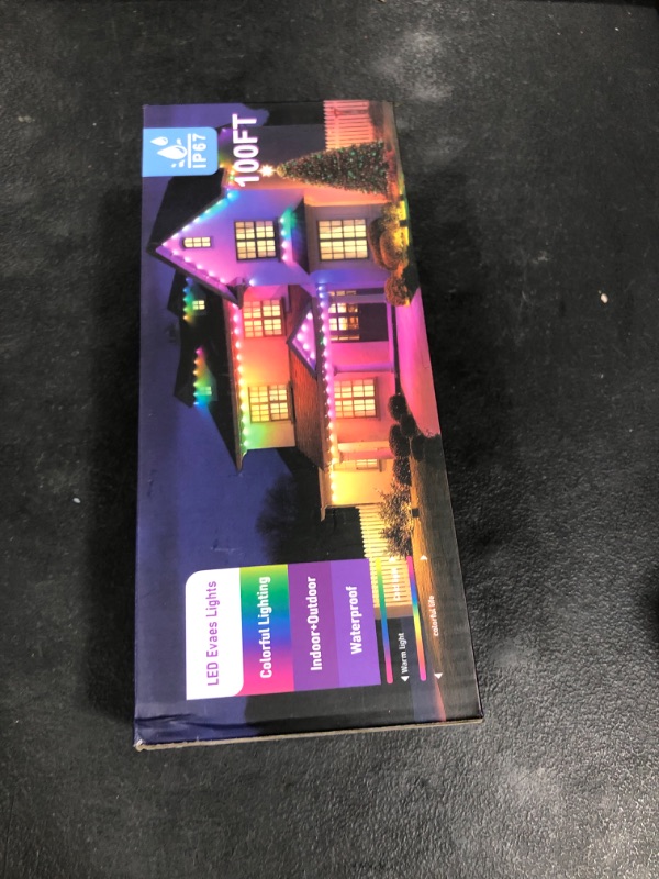 Photo 1 of 100FT Permanent Outdoor Lights for House, 2025 RGB LED Waterproof Christmas Lights Outdoor with Smart APP Remote Control, Outside Eaves Lighting House Decor for Holiday, Halloween, Roof, Party, Daily