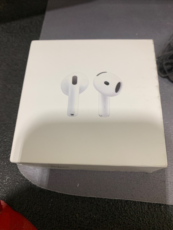 Photo 1 of **LOCKED** Apple AirPods 4 Wireless Earbuds, Bluetooth Headphones, Personalized Spatial Audio, Sweat and Water Resistant, USB-C Charging Case, H2 Chip, Up to 30 Hours of Battery Life, Effortless Setup for iPhone