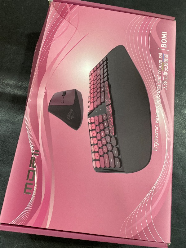 Photo 1 of Ergonomic Wireless Keyboard and Mouse Set Wireless Keyboard Silent Mice Set with Wrist Rest for Computer, Laptop, PC, Mac, Windows Black Pink