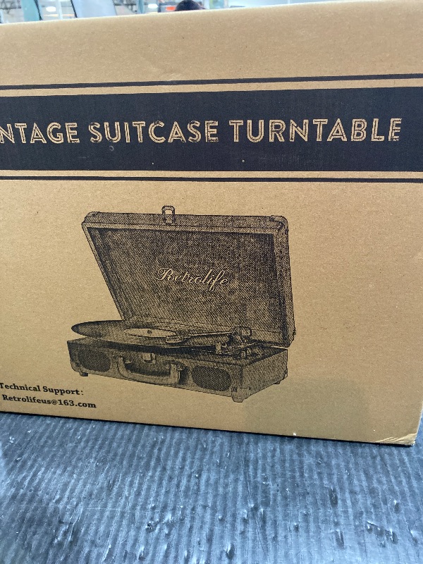 Photo 1 of Turntable Vinyl Record Player 3-Speed Suitcase Portable Belt-Driven Record Player with Built-in Speakers RCA Line Out AUX in Headphone Jack Vintage White