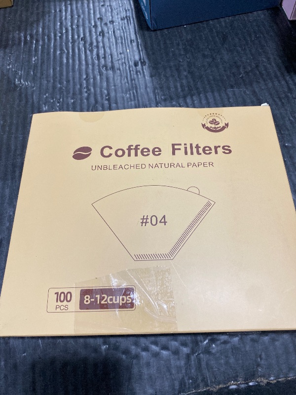 Photo 1 of 100 Count Coffee Filters #4, Premium Cone Coffee Filters 8-12 cup, Unbleached Natural Paper, Disposable Coffee Filters 4 Cone Paper for Pour Over and Drip Coffee Maker