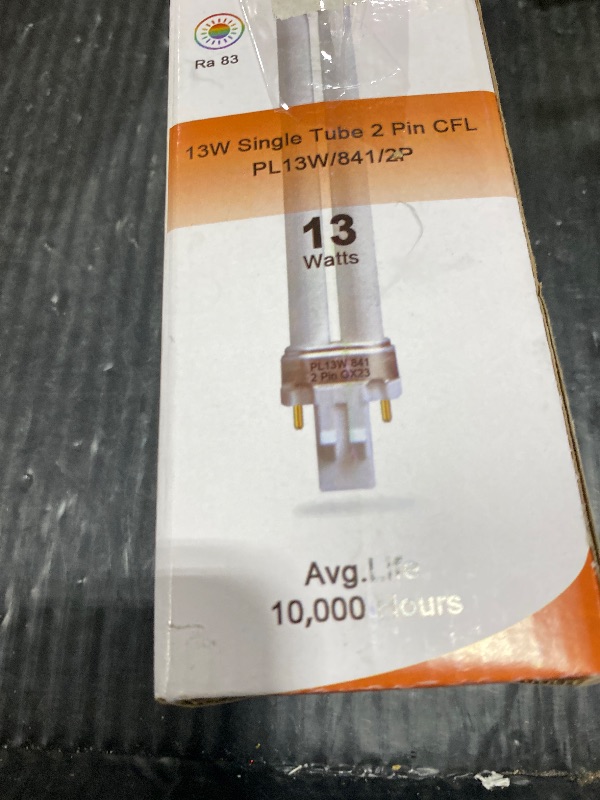 Photo 1 of (6 Pack) 13 Watt Single Tube 2 Pin GX23 Base,PL-13W GX23 4100K Compact Fluorescent Light Bulb, Replaces Philips PLS13W41, Sylvania CF13DS/841/ECO,PL13/SP41K