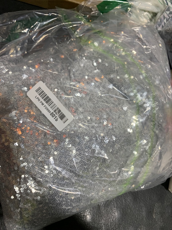 Photo 1 of 10 Packs 12 x 72 inches Silver Sequin Table Runner, Glitter Runner for Birthday Party Supplies Wedding Holiday Celebration Baby Shower Engagement Anniversary Decor