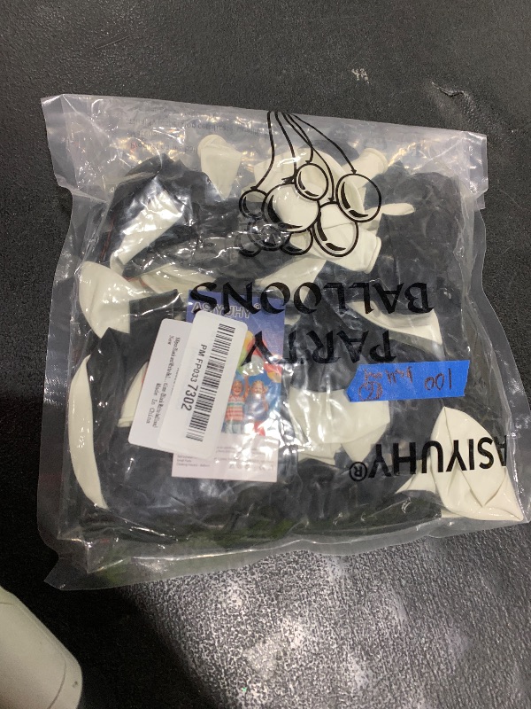 Photo 1 of 100pcs Black and White Balloons 12 Inch Thickened Latex Balloons for Birthday Wedding Graduation Party Decorations (Black White balloon)