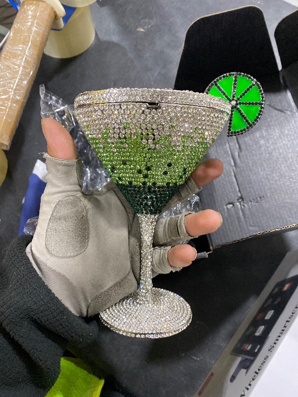 Photo 1 of WuDiaoer Women Goblet Rhinestone Evening Bag Cocktail Cup Diamond Clutch Funny Crystal Prom Handbag Wedding Purse for Party, Green