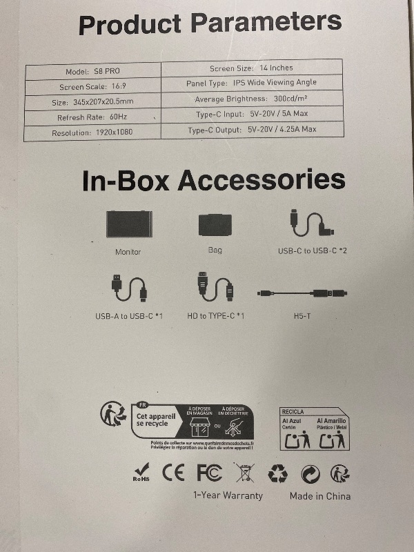 Photo 1 of *INCOMPLETE, DAMAGE** 14" Triple Laptop Screen Extender, 1080P FHD IPS Ultra-Slim Portable Dual Monitor for Laptop, USB C HDMI Plug-Play Monitor Extender for Triple Display for MacOS/Windows, Fits 13-17.3" Laptops