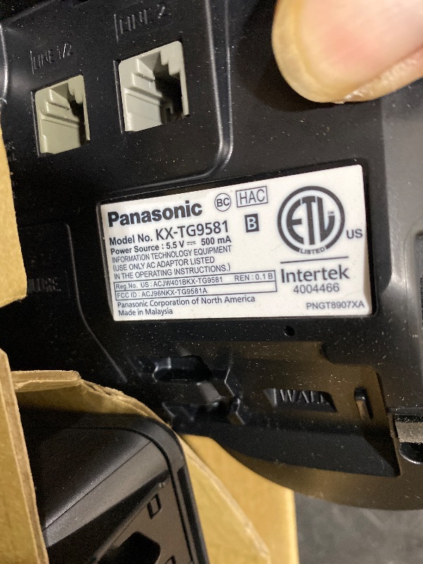 Photo 1 of Panasonic 2-Line Corded Phone/Cordless Phone System with 2 Handsets - Answering Machine, Link2Cell, 3-Way Conference, Call Block, Long Range DECT 6.0, Bluetooth - KX-TG9582B (Black)
