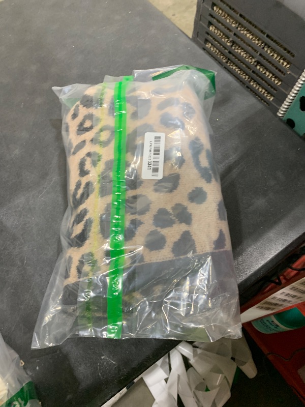 Photo 1 of WDIRARA Women's Leopard Cardigan Sweaters Button Down Long Sleeve Fuzzy Knit Outerwear Brown Medium