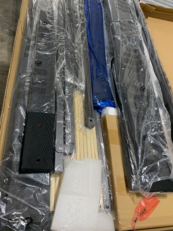 Photo 1 of NOT ENTIRE SET, MISSING PIECES******** Feonase Full Size Bed Frame with Charging Station, Linen Upholstered Platform Bed Frame with Wingback Storage Headboard, Solid Wood Slats Support, No Box Spring Needed, Noise Free, Black