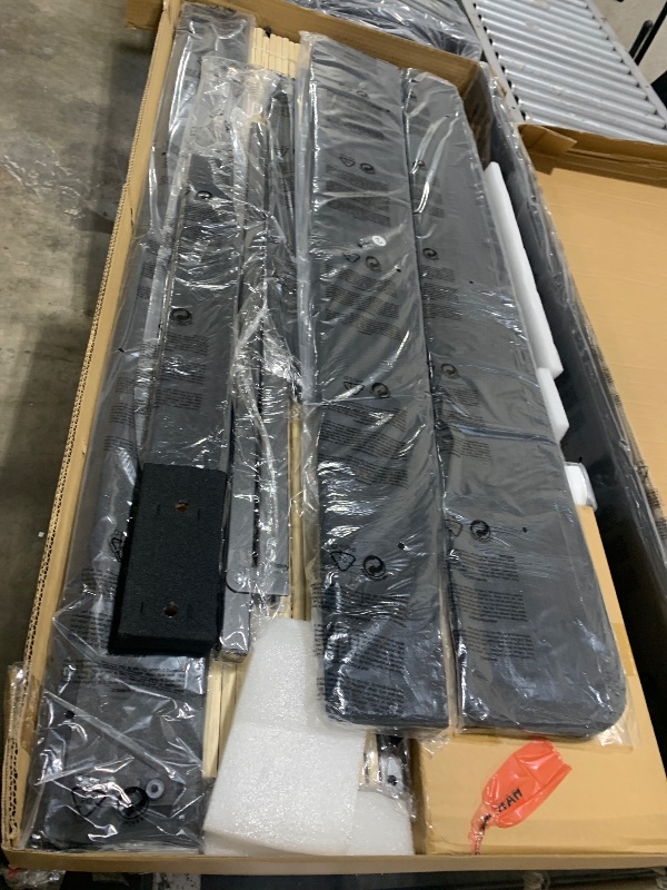 Photo 1 of NOT ENTIRE SET, MISSING PIECES******** Feonase Full Size Bed Frame with Charging Station, Linen Upholstered Platform Bed Frame with Wingback Storage Headboard, Solid Wood Slats Support, No Box Spring Needed, Noise Free, Black