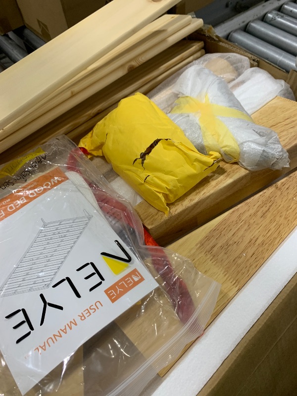 Photo 1 of missing pieces***************** NELYE California-King Platform Bed Base - 14 Inch Solid Wood Mattress Foundation with Support Slats and Legs, California King Size Rubberwood Simple Bed Frame