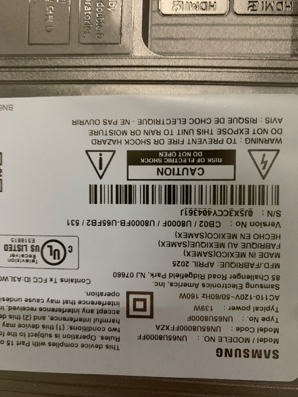 Photo 1 of Samsung 65-Inch Class Crystal UHD U8000F 4K Smart TV (2025 Model) Endless Free Content, Crystal Processor 4K, MetalStream Design, Knox Security, Alexa Built-in