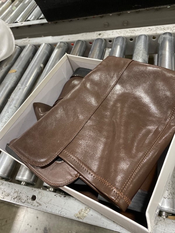 Photo 1 of Modatope Brown Rounded Toe Flat Knee High Boots Low Heel Elastic PU Leather Riding Boots Fashion Fall Winter Dress Boot Size 10