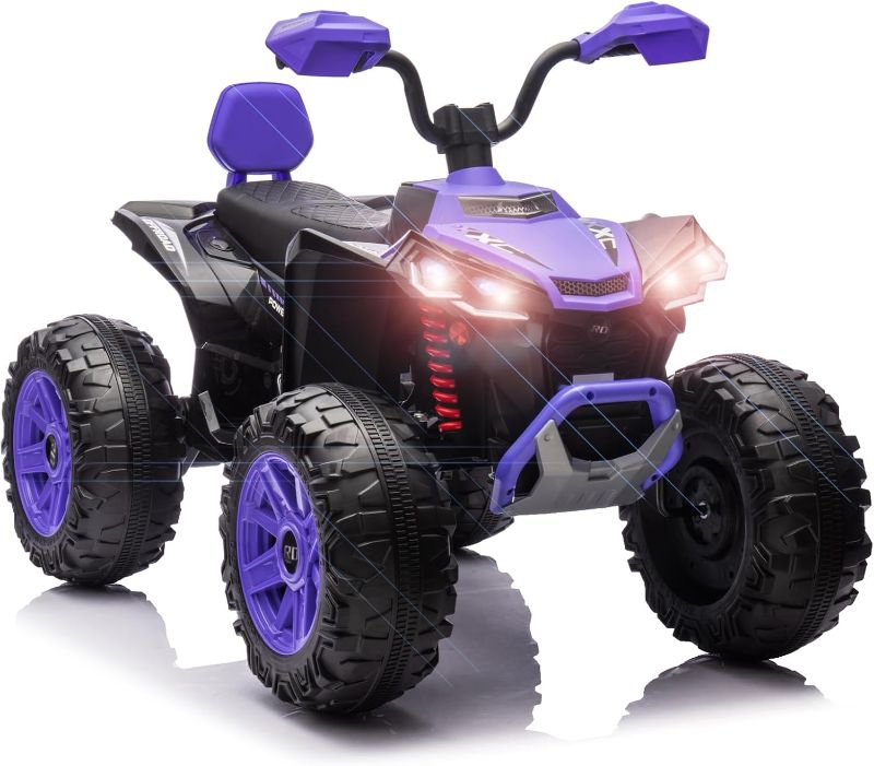 Photo 1 of Garvee 2-Seater Kids ATV Ride-On, 24V Electric Quad 4 Wheeler with 800W Motors, 7Ah Battery, Bluetooth, MP3, USB, Spring Suspension, Knee Pads
