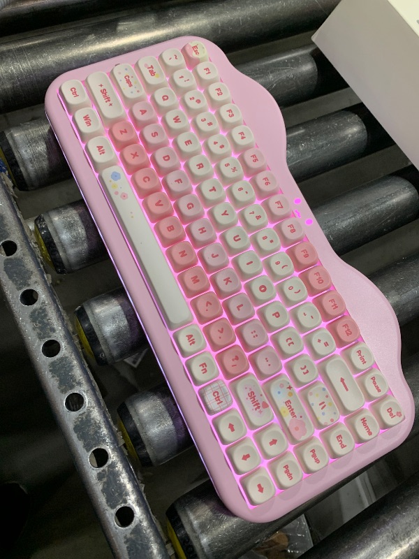 Photo 1 of YUNZII C75 Wireless Mechanical Keyboard,75% Layout, Hot-Swappable NKRO,BT5.0/2.4G/USB-C Mode,Dye-Sub PBT MOA Keycaps,RGB Gasket Mount,Cute Cake Design for Mac/Win/Gaming (Pink, Milk V2 Switch)