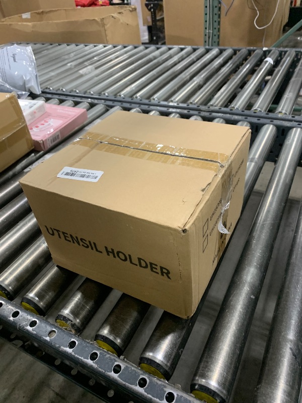 Photo 1 of Suli Extra Large Kitchen Utensils Holder with 3 Compartments,Corner Utensil Caddy for countertop,Wooden Utensil Organizer for Kitchen Countertop, Farmhouse Decor- White