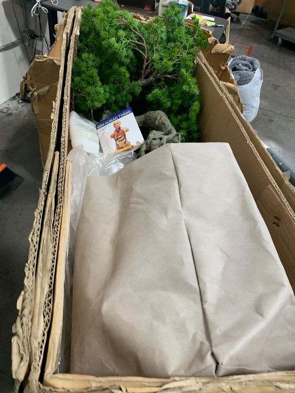 Photo 1 of Vintage Home Artificial Bonsai Tree 45" High Green Emerald Artificial Faux Bonsai Tree with Bronze Fiberstone Planter for Home Decor (SELLING FOR PARTS)