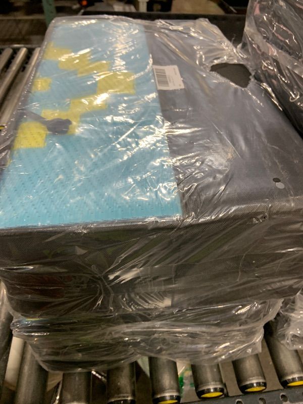 Photo 1 of Beeiva Outdoor Rugs 8x10 Waterproof, Modern Geometric Reversible Plastic Straw Patio Mat, Large Foldable Outside Rug for Camping, Porch, Deck, Backyard, Balcony, Picnic - Blue & Yellow