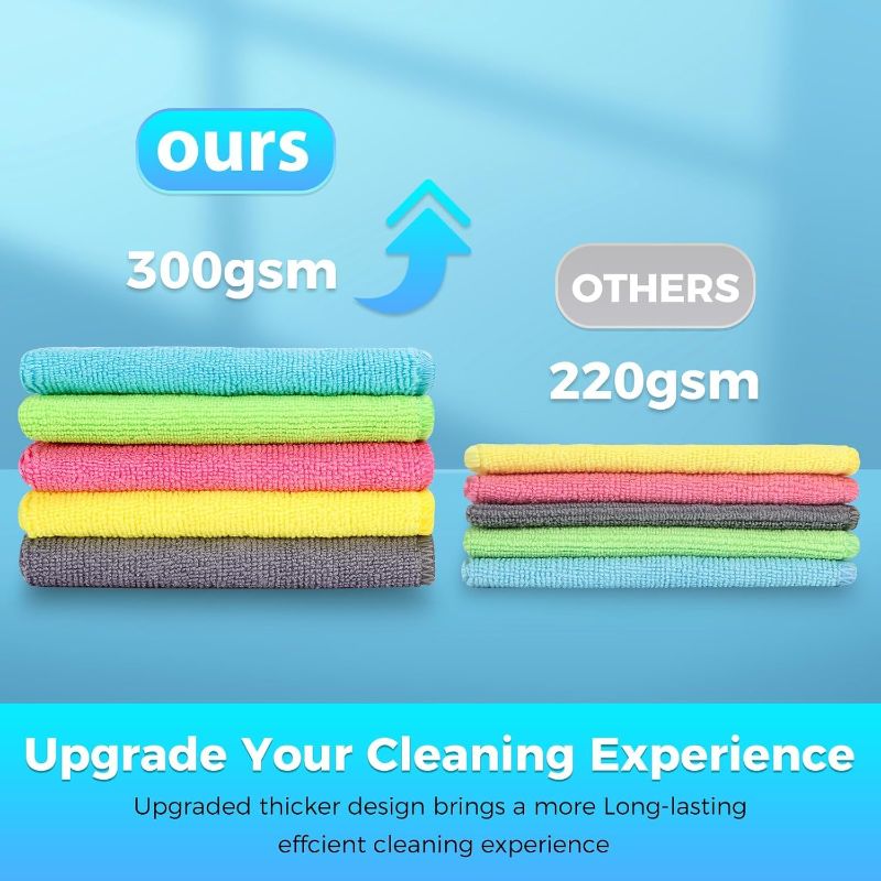 Photo 1 of  Microfiber Cleaning Cloth Lint Free, Absorbent, Streak Free, Non-Abrasive, Reusable and Washable?Cleaning Towels with 5 Color Assorted,11.5"X11.5"