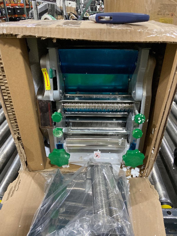 Photo 1 of 2-In-1 Stainless Steel Commercial Electric Fresh Noodle Machine Ramen Machine,750w Electric Dough Roller Noodle Making Machine-3/9mm Stainless Steel Flat Noodle Blade/Thickness Adjustable,Silver