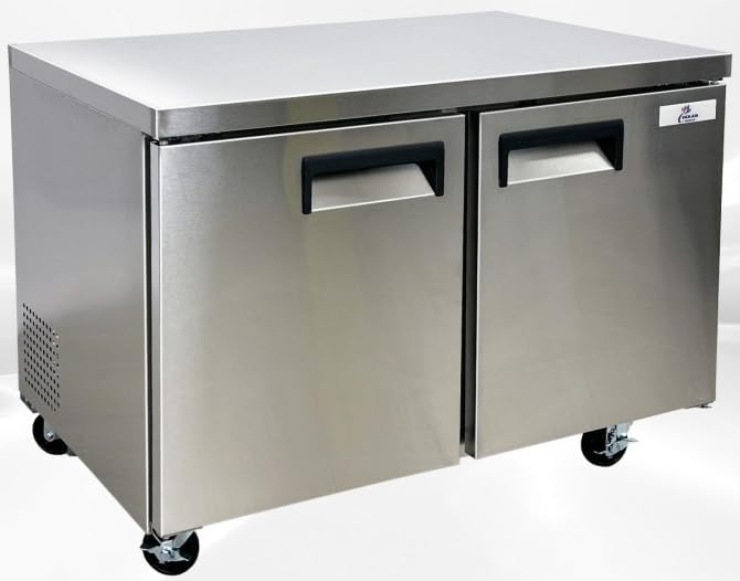 Photo 1 of cooler depot Commercial Under Counter Refrigerator with Worktop 2 doors 48 Inches Width 13 Cu. Ft. 2 Shelves Cold Table Stainless Steel 33°F~41°F 115V/60HZ-AUR-12376