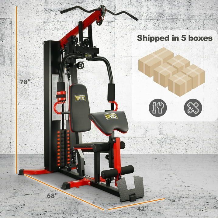 Photo 1 of  Multifunctional Full Home Gym System Workout Station with 122.5 lbs Weight Stack, One Station with Leg Training Pedal