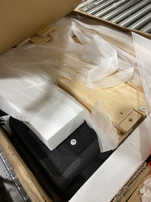 Photo 1 of  Full Size Platform Bed with Drawers and Twin Trundle Bed, Upholstered Full Storage Bed with Tufted Headboard, Linen Fabric, No Box Spring Needed, Gray