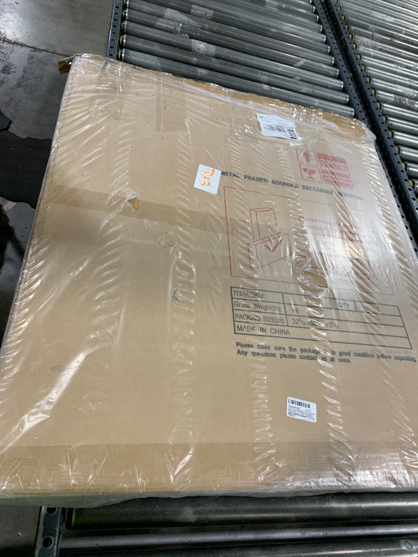 Photo 1 of 30" W x 36" H Contemporary Rectangular Metal Framed Bathroom Wall Mirror Bronze