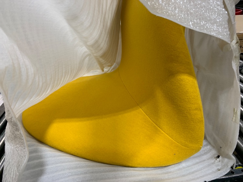 Photo 1 of Manhattan Comfort MoMa Modern Abstract Lounge Accent Chair Sculptural Tongue Design, Wool Blend Upholstery, Metal Frame with Geometric Legs, Fully Assembled, Set of 1, Yellow