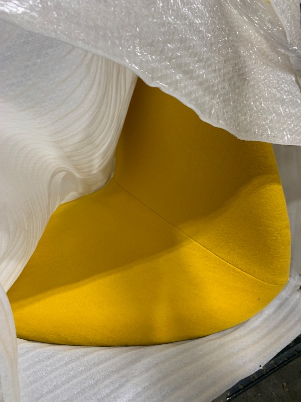 Photo 1 of Manhattan Comfort MoMa Modern Abstract Lounge Accent Chair Sculptural Tongue Design, Wool Blend Upholstery, Metal Frame with Geometric Legs, Fully Assembled, Set of 1, Yellow