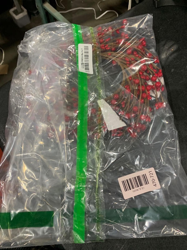 Photo 1 of 12 Inches Berry Wreath Pip Berries Wreath Winter Artificial Twig Wreaths for Festival Celebration Home Farmhouse Front Door Wall Window Home Office Decor Housewarming Gift (Red)