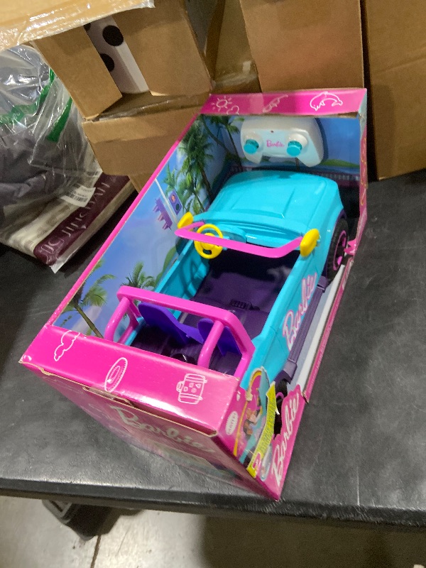 Photo 1 of Barbie Hot Wheels RC SUV, Remote-Control Vehicle That Fits 2 Fashion Dolls & Accessories, Includes Kid-Applied Stickers for Customization