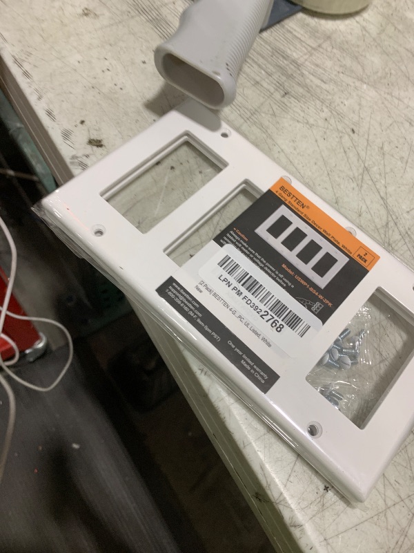 Photo 1 of [2 Pack] BESTTEN 4 Gang Decor Wall Plate, Standard Size Unbreakable Polycarbonate Outlet and Switch Cover, H4.53” x W8.23”, UL Listed, White