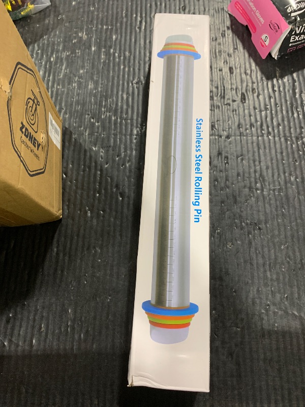 Photo 1 of Rolling Pin nonstick and Silicone Baking Pastry Mat combo kit, Adjustable Rolling Pin With Thickness Rings for Baking Fondant, Pizza, Pie, Pastry, Pasta, Dough, Cookies (red)