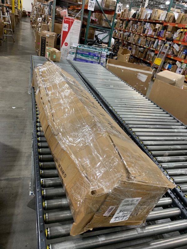 Photo 1 of King Size Modern Platform Bed Frame with Adjustable Headboard, Faux Leather, Black with White Border