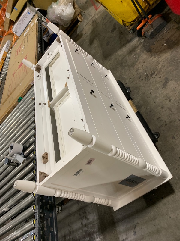 Photo 1 of Walker Edison EZ Assembly™ Premium Traditional Solid Wood 6-Drawer Dresser, Vintage Chest of Drawers, Spindle Dresser, Quick Assembly Furniture, 54 Inch, White