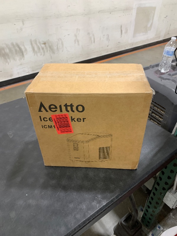 Photo 1 of Aeitto Countertop Ice Maker Machine, 26lbs Ice in 24H, 8 Bullet Ice Cubes in 6 Mins, Self-Cleaning Portable Ice Maker with 2 Ice Sizes, Basket & Scoop for Home, Kitchen, Office, Stainless Steel