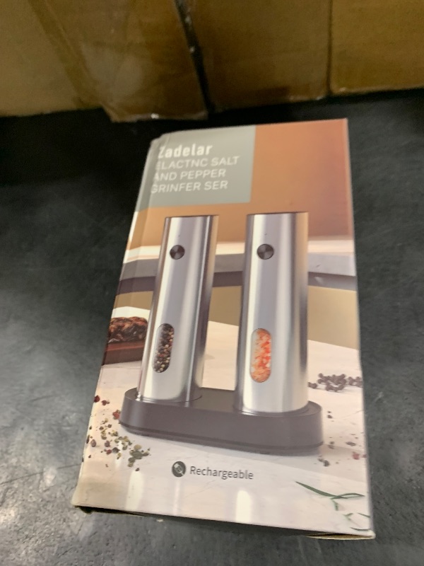 Photo 1 of Salt and Pepper Grinder Set Electric,Rechargeable Salt and Pepper Shakers Stainless Steel with USB C Dual Charging Base,Upgraded Large Capacity,Adjustable Coarseness,LED Light,Ideal for Mom