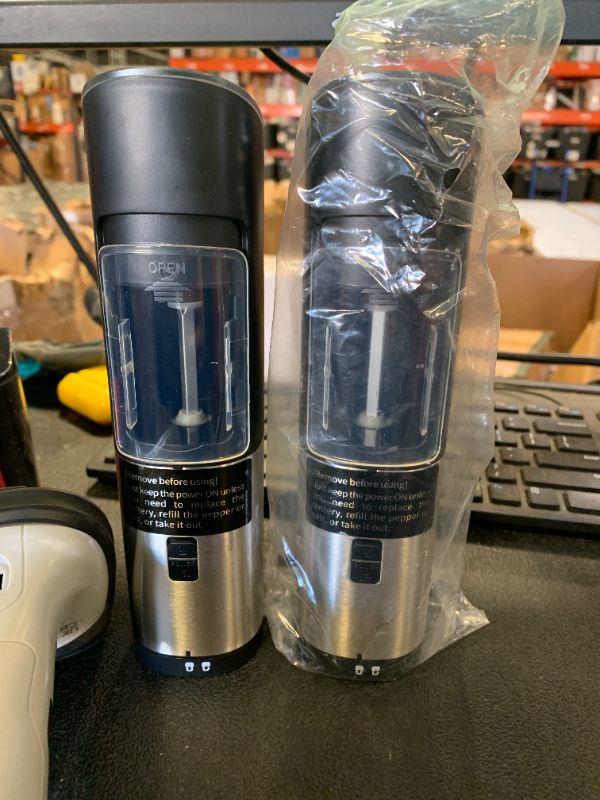 Photo 3 of Salt and Pepper Grinder Set Electric,Rechargeable Salt and Pepper Shakers Stainless Steel with USB C Dual Charging Base,Upgraded Large Capacity,Adjustable Coarseness,LED Light,Ideal for Mom