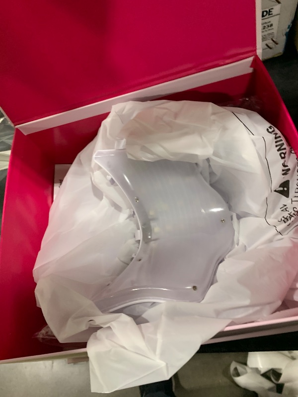 Photo 1 of *Missing charger and parts* tinkoola Red Light Therapy Mask for Face & Neck, LED Face Light Therapy,USB C Rechargeable,Infrared Mask for Home Working Travel Yoga (White Gold) *Missing charger and parts*