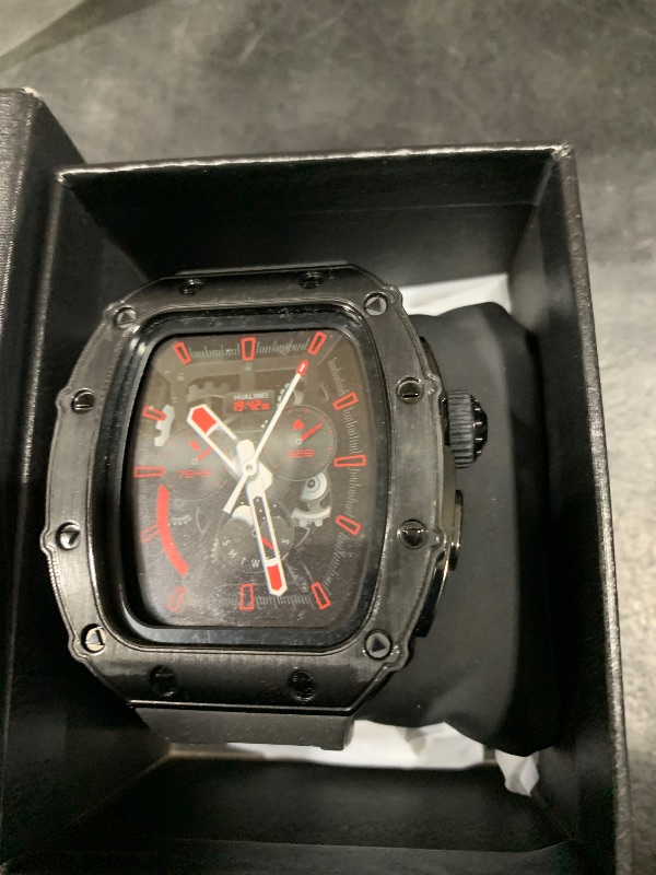 Photo 1 of NON FUNCTIONAL -------------------------------------------------------------------------------------------Luxury Case for Apple Watch Ultra 3/2/1 49mm FKM Band, Rugged Bumper Metal Cover + Built-in Glass + Fluoroelastomer Strap for Men's Heavy Duty iWatch