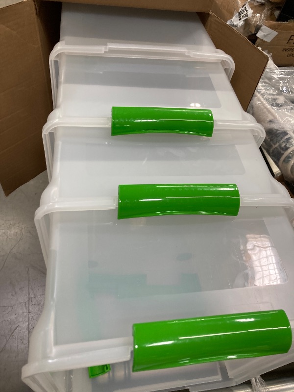 Photo 1 of ***(DAMAGED -SELLING AS IS )***
IRIS USA File Box File Organizer Plastic File Box for Letter/Legal File, BPA-Free Plastic Storage Bin Tote Organizer w/Secure Latching Lid and Easy-Slide Pad, Clear 35 Qt. 4Pack