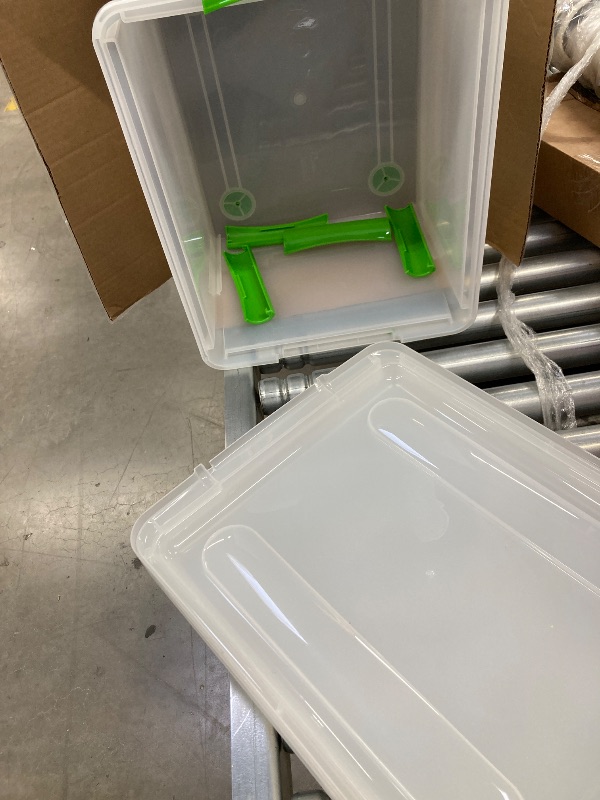 Photo 1 of ***(DAMAGED -SELLING AS IS )***
IRIS USA File Box File Organizer Plastic File Box for Letter/Legal File, BPA-Free Plastic Storage Bin Tote Organizer w/Secure Latching Lid and Easy-Slide Pad, Clear 35 Qt. 4Pack